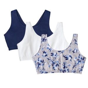 Fruit of the Loom Women's Tank Style Cotton Sports Bra, 3-Pack, Style-9012